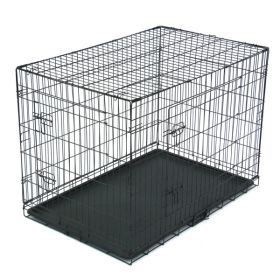 42" Pet Kennel Cat Dog Folding Steel Crate Animal Playpen Wire Metal (Color: as picture)